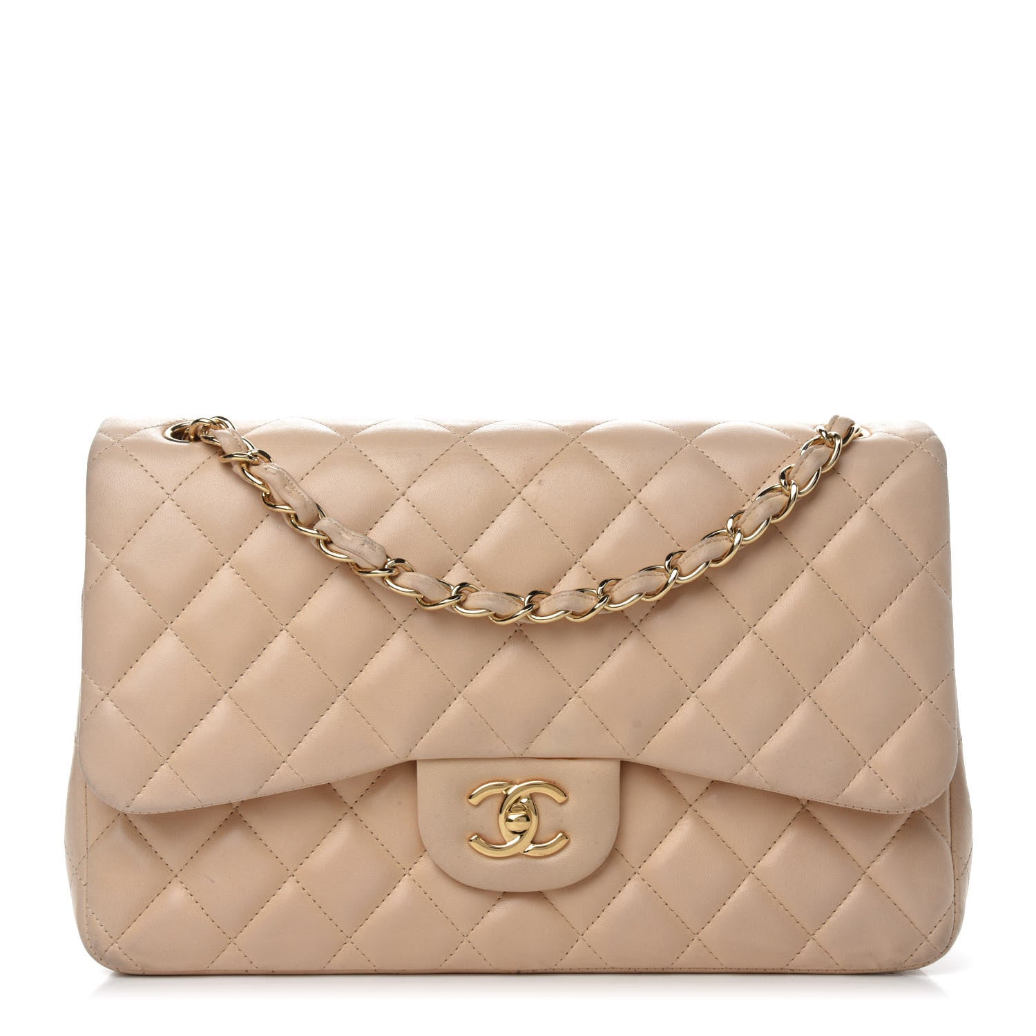 Chanel Lambskin Quilted Jumbo Double Flap Beige Clair 1 of 18