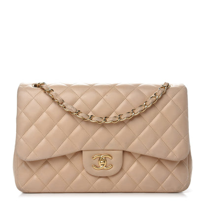 Chanel Lambskin Quilted Jumbo Double Flap Beige Clair 1 of 18