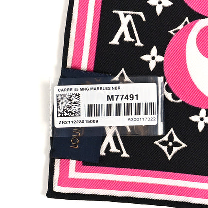 Louis Vuitton Silk Monogram Marbles Square 45 Scarf Black White Rose 3 of 4