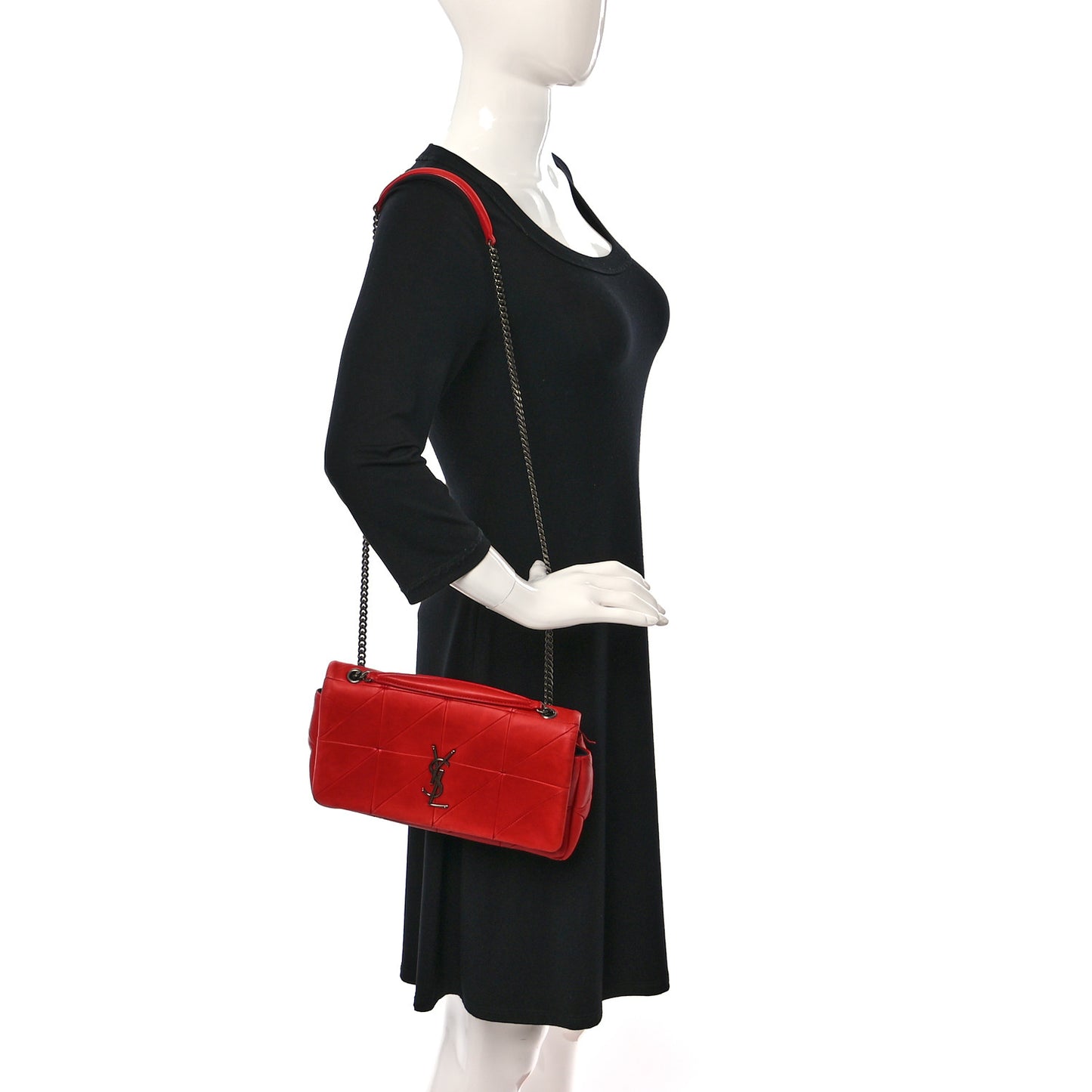 Lambskin Patchwork Monogram Medium Jamie Red