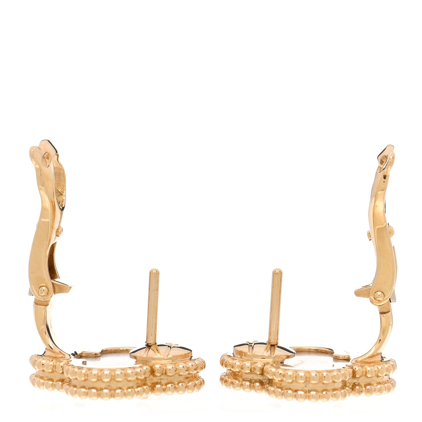 18K Yellow Gold Mother of Pearl Vintage Alhambra Earrings