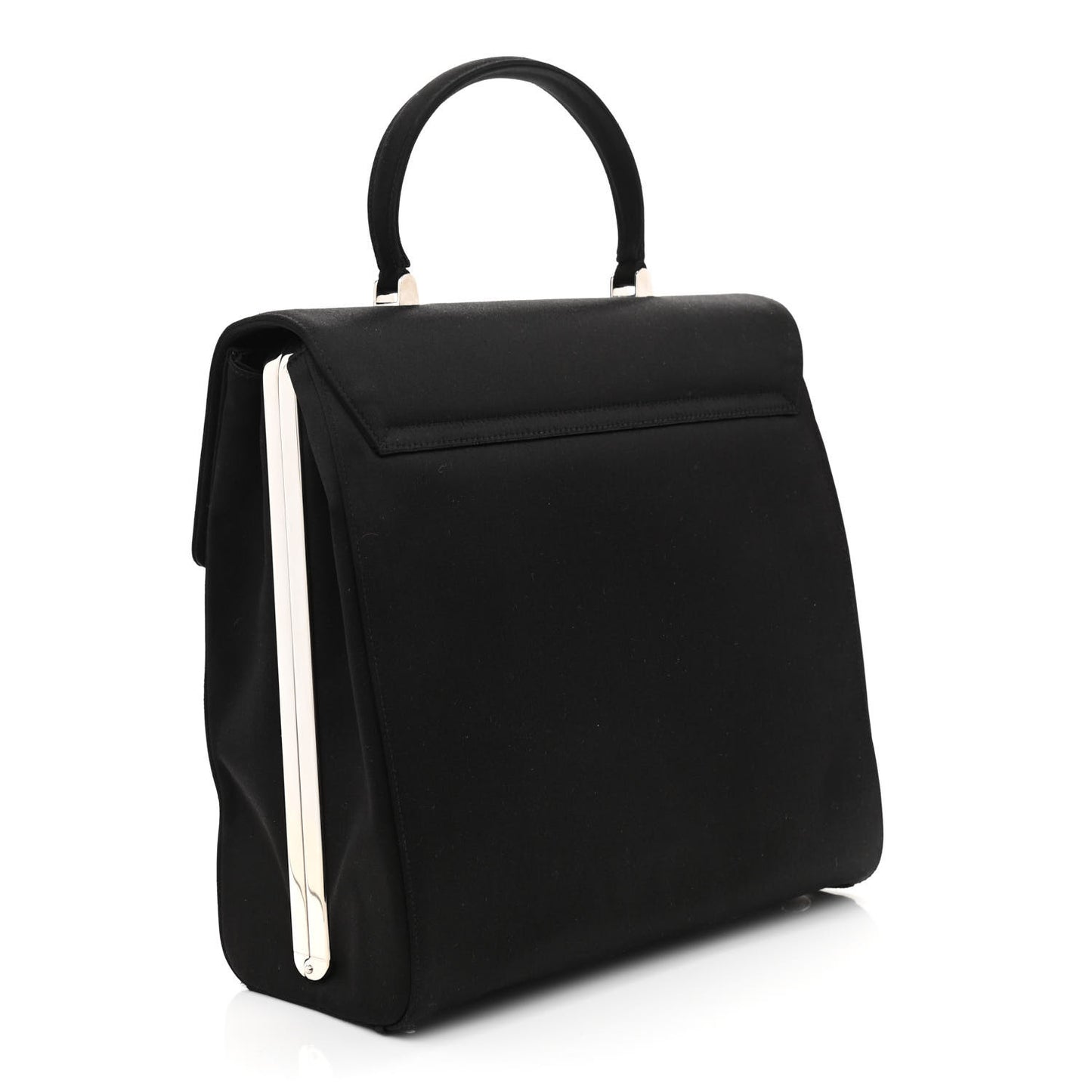 Satin Raso Crystal Embellished Ricamo Shoulder Bag Black