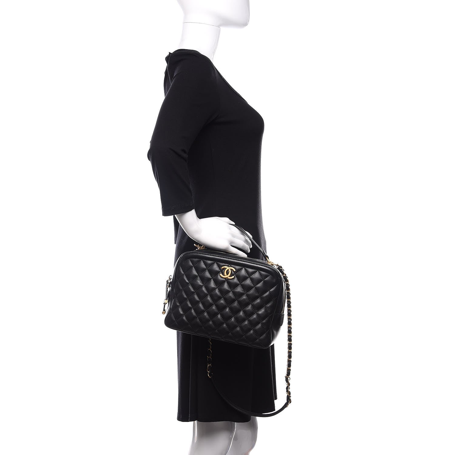 Chanel Calfskin Quilted CC Medium Vanity Case Black 3 of 11