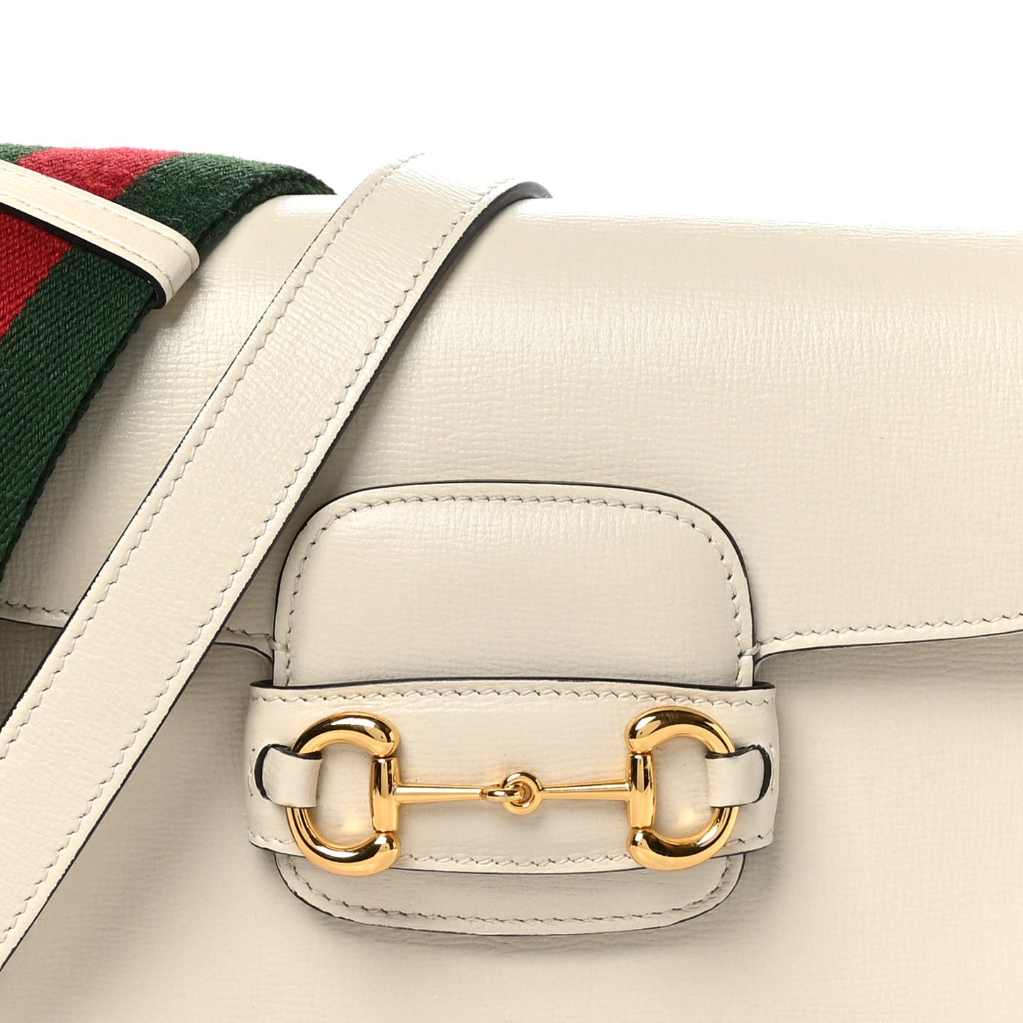 Azalea Calfskin Web Mini Horsebit 1955 Shoulder Bag Mystic White