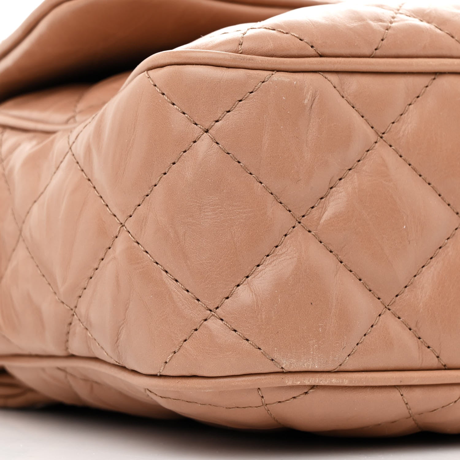 Chanel Aged Calfskin Quilted Medium Chain Detail Flap Light Brown 10 of 11