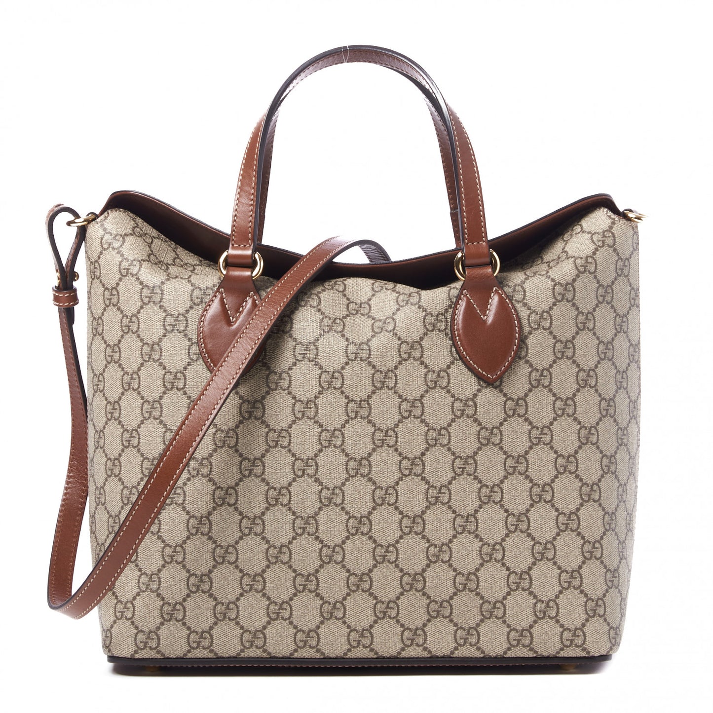 GG Supreme Monogram Linea A Foldover Tote Brown