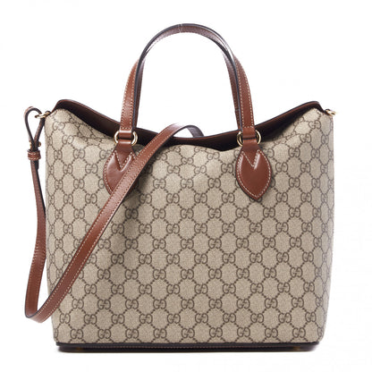 Gucci GG Supreme Monogram Linea A Foldover Tote Brown 1 of 7