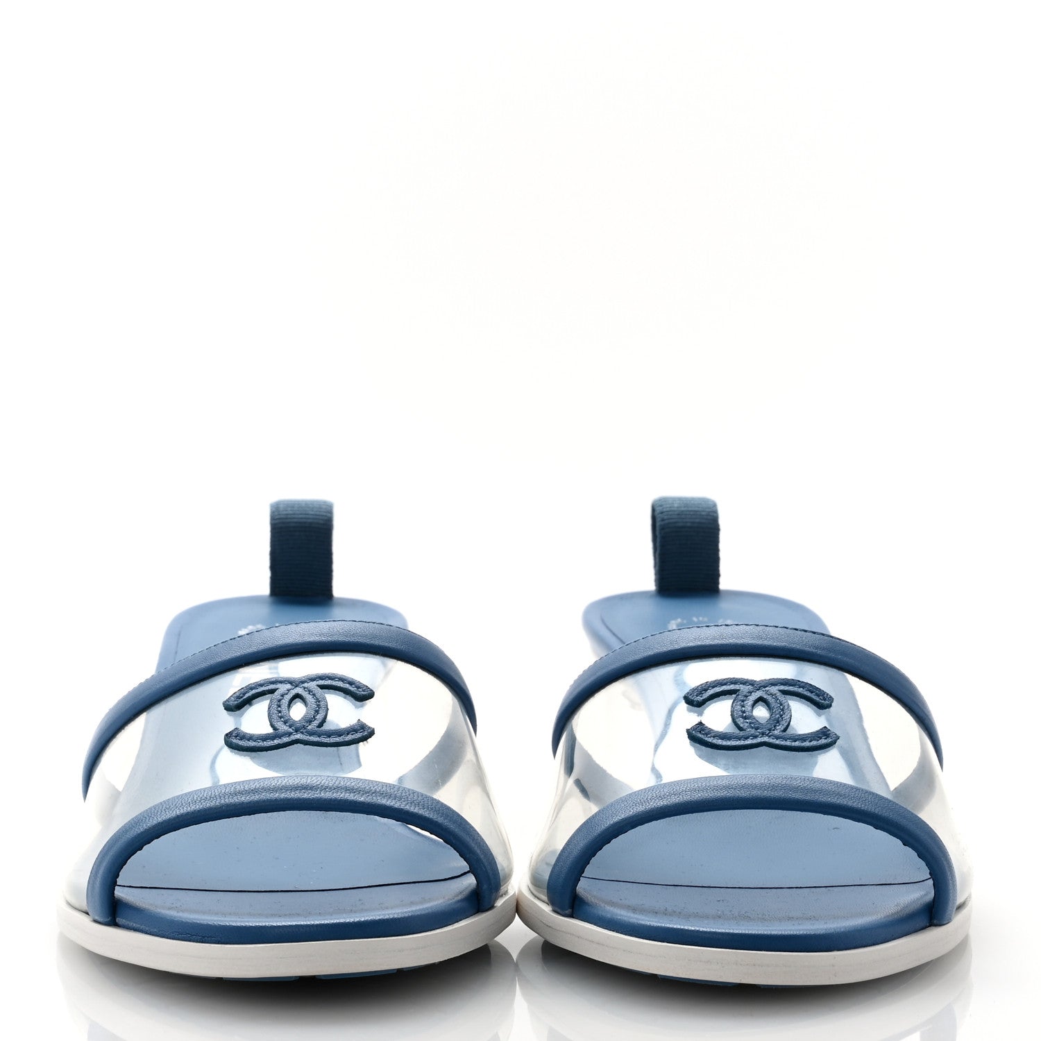 Chanel Lambskin PVC Logo Mule 41 Transparent Blue 2 of 8
