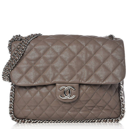Chanel Washed Lambskin Quilted Maxi Chain Around Flap Taupe 1 of 8