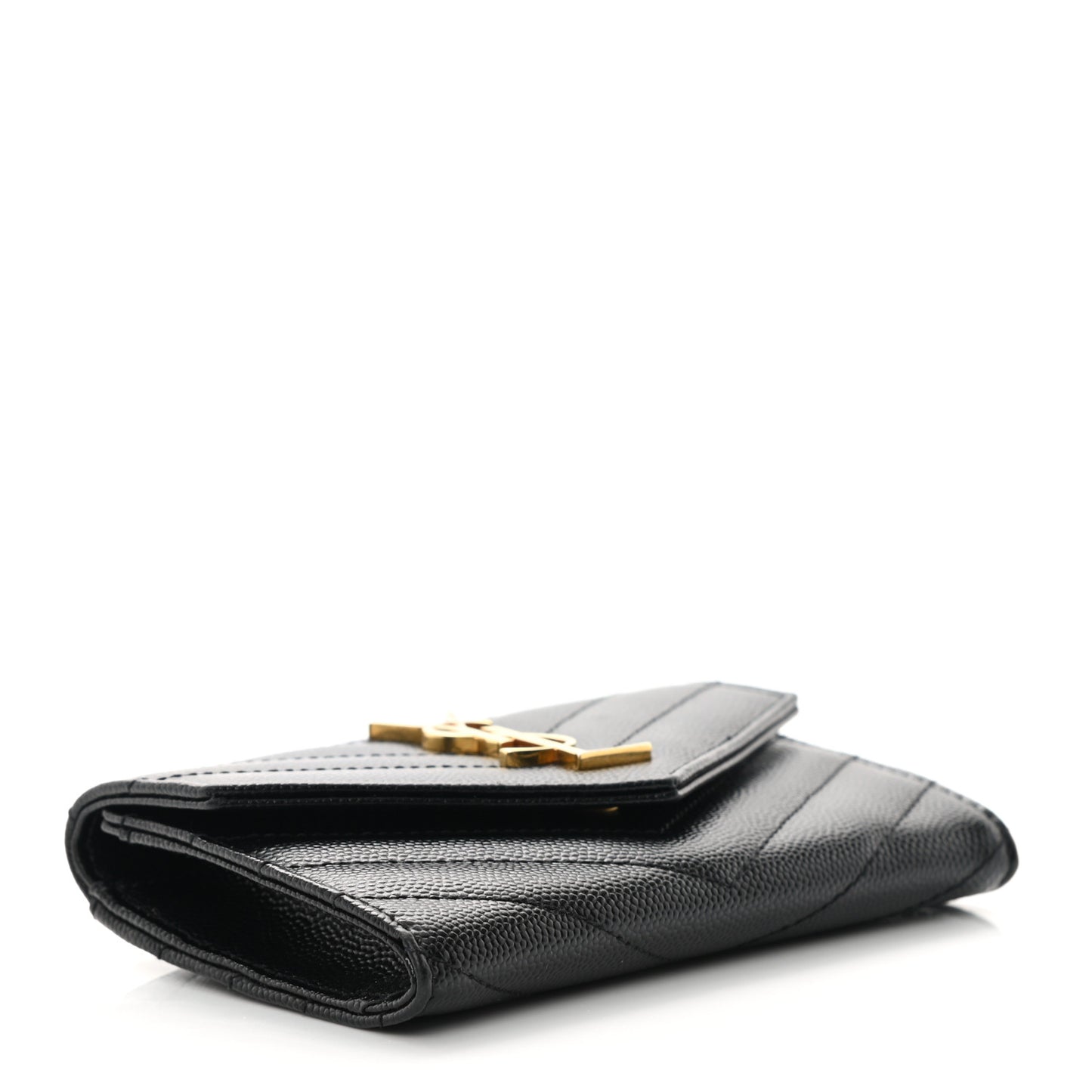 Grain De Poudre Matelasse Chevron Small Monogram Envelope Wallet Black
