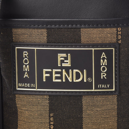 Fendi Jacquard Vitello Century Pequin Logo Plate Small Crossbody Messenger Tobacco Moro Black 8 of 12