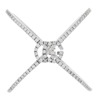 Gucci 18K White Gold Diamond Running G Cross Ring 54 7 1 of 5