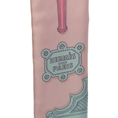Hermes Silk Merveilleuses Lanternes Twilly Beige Rose Vert De Eau Jaune 5 of 5