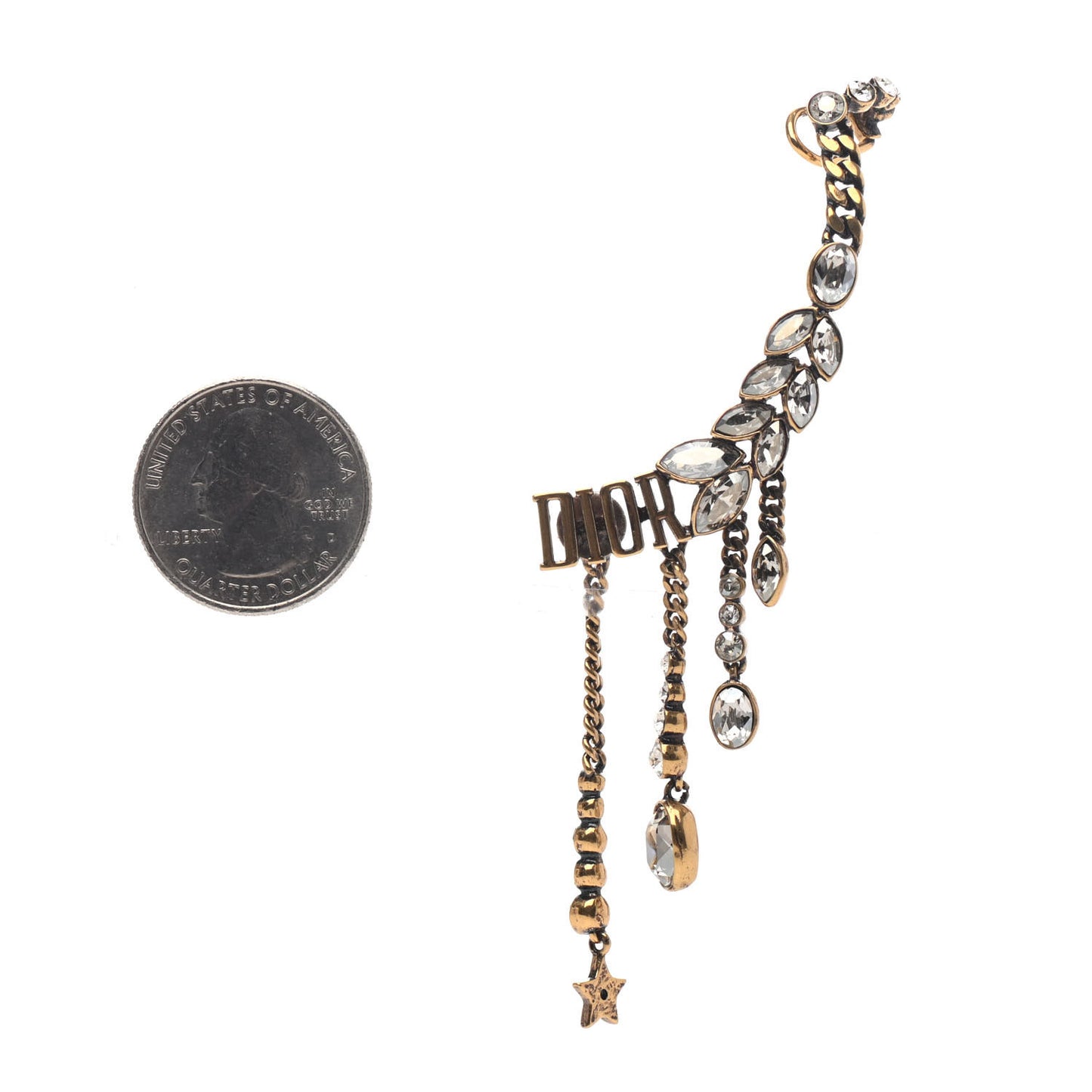 Crystal Metal Logo Dio(r)evolution Earring Aged Gold