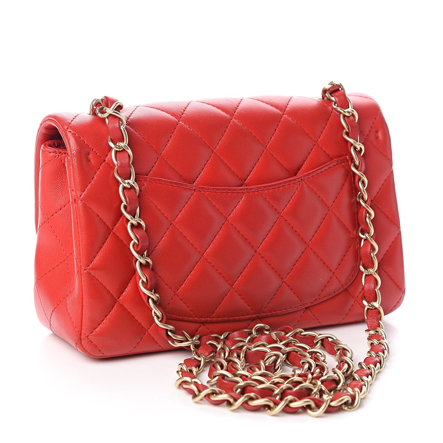 Lambskin Quilted Mini Rectangular Flap Red