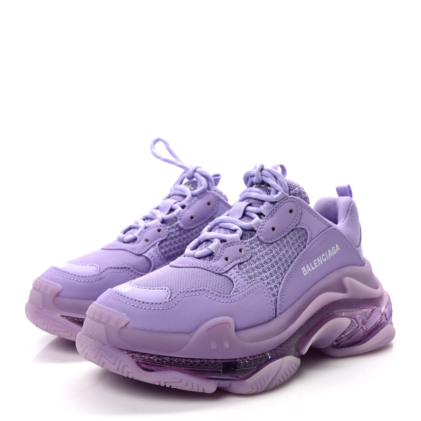 Fabric Mesh Clear Sole Womens Triple S Sneakers 38 Light Lilac White