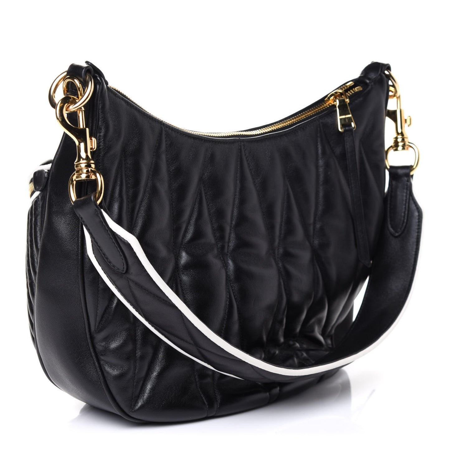 Nappa Matelasse Rider Shoulder Bag Black Green