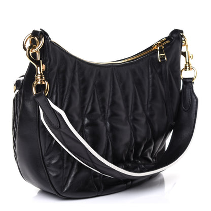 Miu Miu Nappa Matelasse Rider Shoulder Bag Black Green 2 of 4