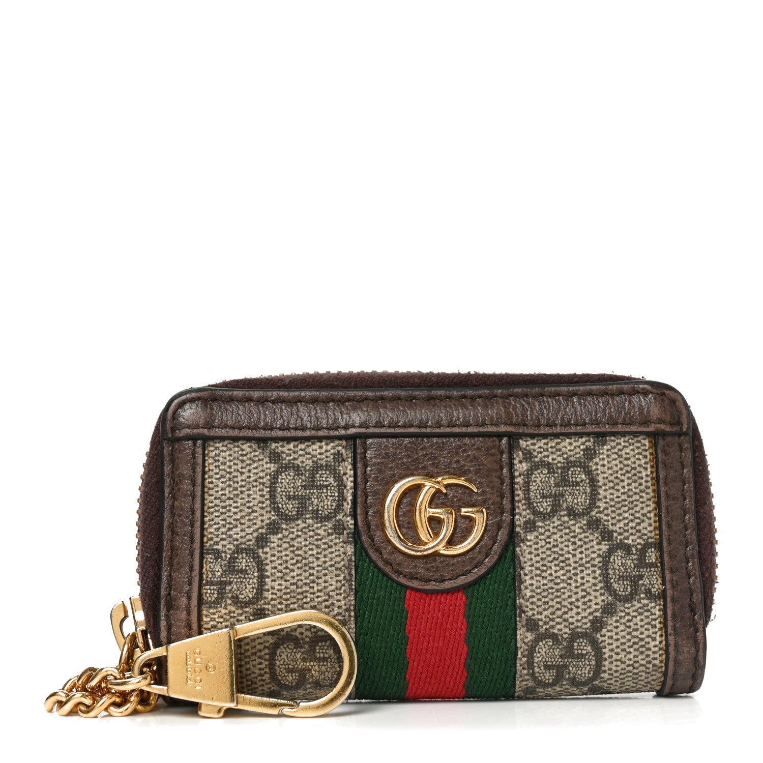 Gucci GG Supreme Monogram Web Ophidia Zip Around Key Case Beige New Acero 1 of 7