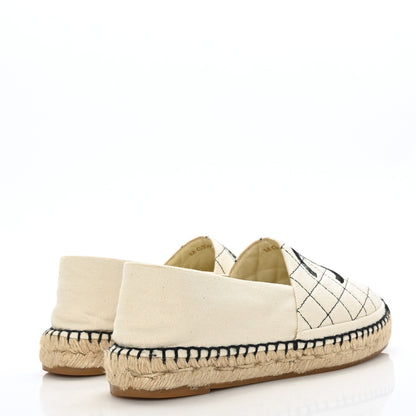 Chanel Fabric Biarritz CC Espadrilles 37 Beige Black 4 of 7