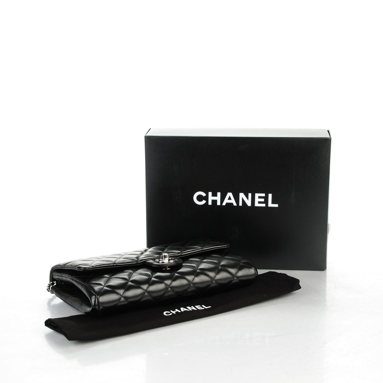 Chanel Lambskin Quilted Clutch With Chain Flap Black 4 of 7