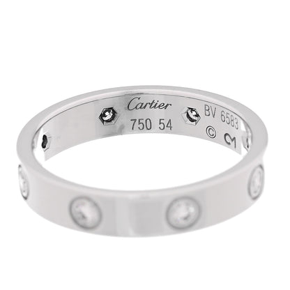 Cartier 18K White Gold 8 Diamond 4mm Wedding Band LOVE Ring 54 6.75 5 of 5