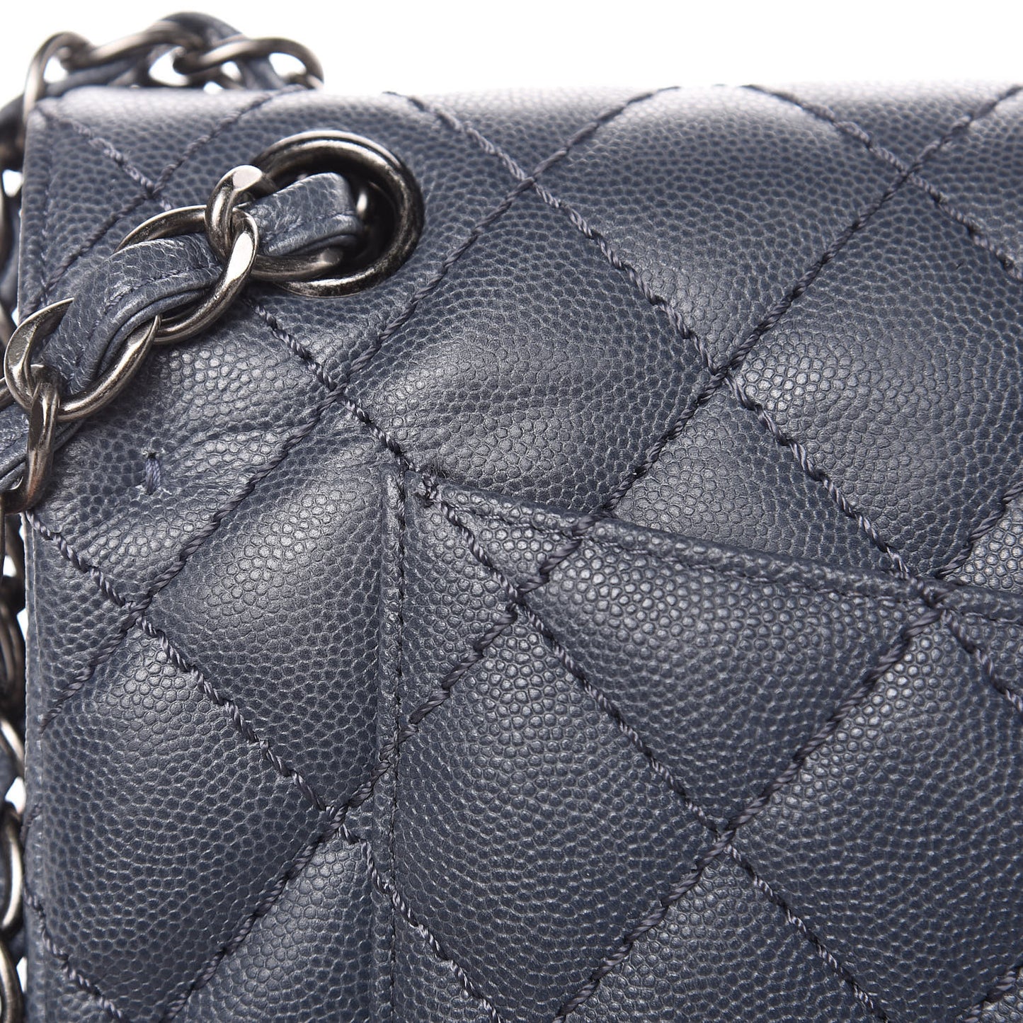 Caviar Quilted Jumbo Double Flap Dark Grey
