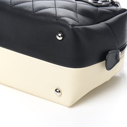 Chanel Calfskin Quilted Feather Weight Bowling Bag Black Ivory 8 of 9
