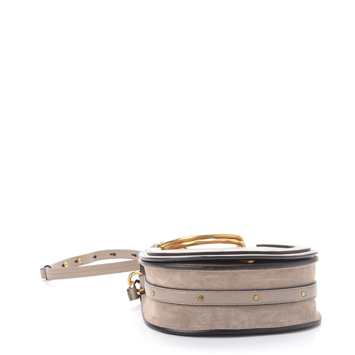 Calfskin Suede Small Nile Bracelet Bag Motty Grey