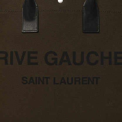 Saint Laurent Linen Calfskin Rive Gauche Tote Khaki 8 of 10