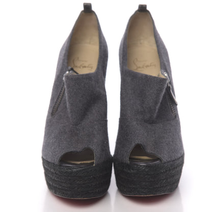 Christian Louboutin Flannel Rope Calfskin Deroba 140 Wedge Ankle Boots 40 Grey Black 2 of 10
