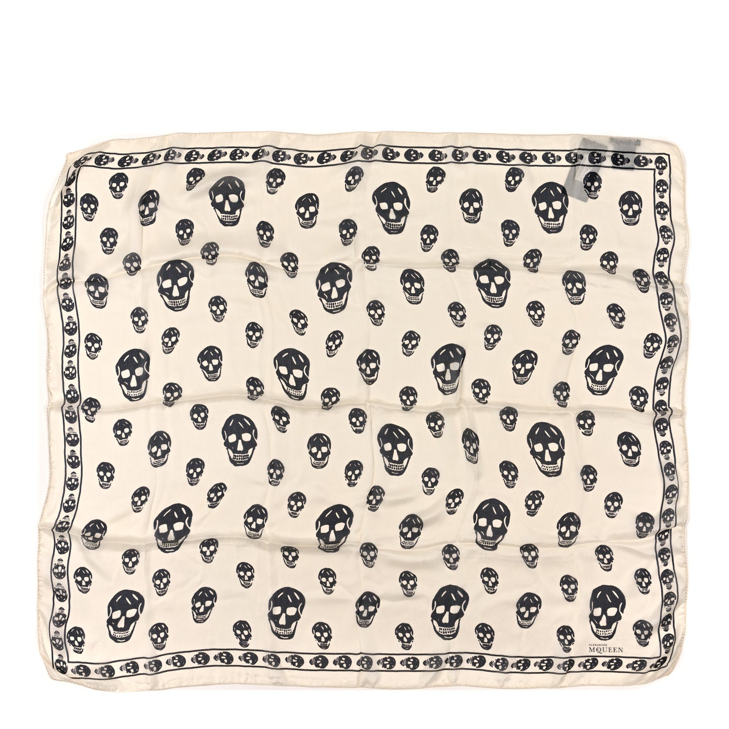 Silk Chiffon Skull Scarf Ivory Black