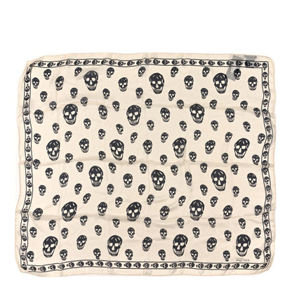 Alexander McQueen Silk Chiffon Skull Scarf Ivory Black 1 of 3