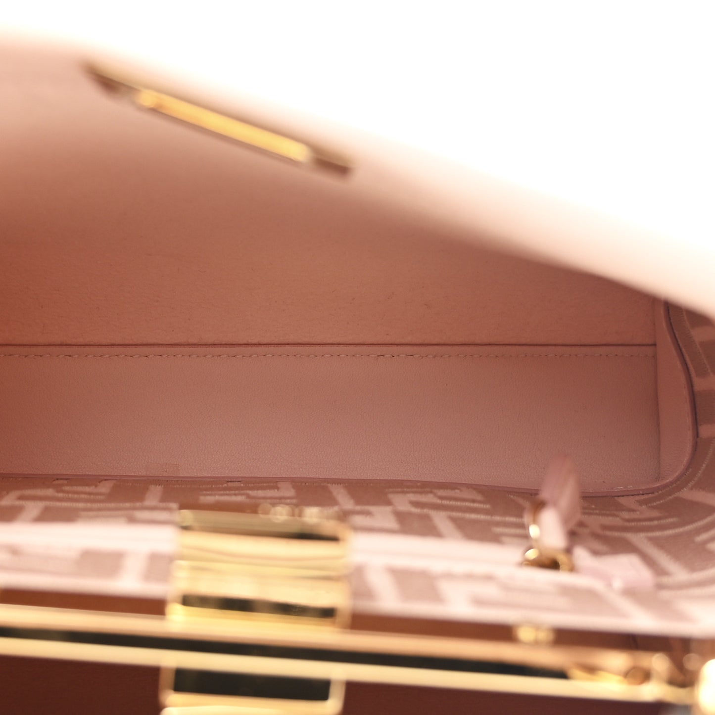 Vitello Seta Canvas FF Embroidered Mini Peekaboo Iconic Satchel Rosa Confetto