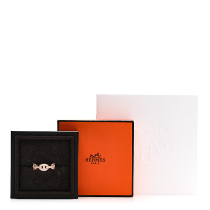 Hermes 18K Rose Gold Diamond PM d'Ancre Enchainee Ring 57 8 9 of 9