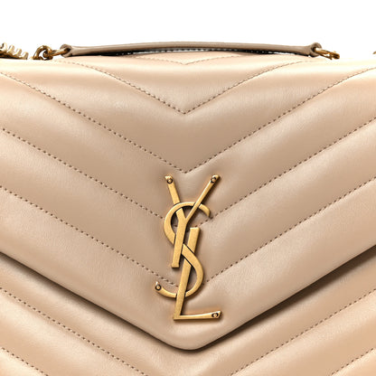Saint Laurent Calfskin Y Quilted Monogram Medium Loulou Chain Satchel Dark Beige 9 of 11