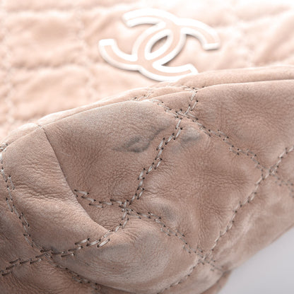 Chanel Nubuck Double Stitch Large Hamptons Shopping Tote Light Brown 7 of 8