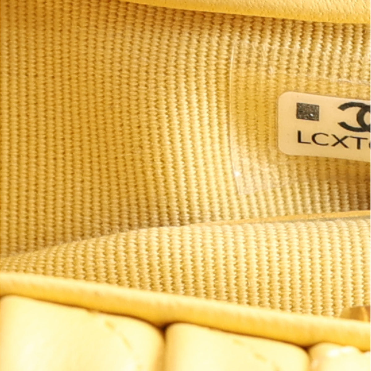 Lambskin Plexiglass Tortoise Shell Quilted Mini Pouch Yellow