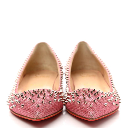 Christian Louboutin Glitter Diams Follies Spikes Flats 38 Pink 2 of 10