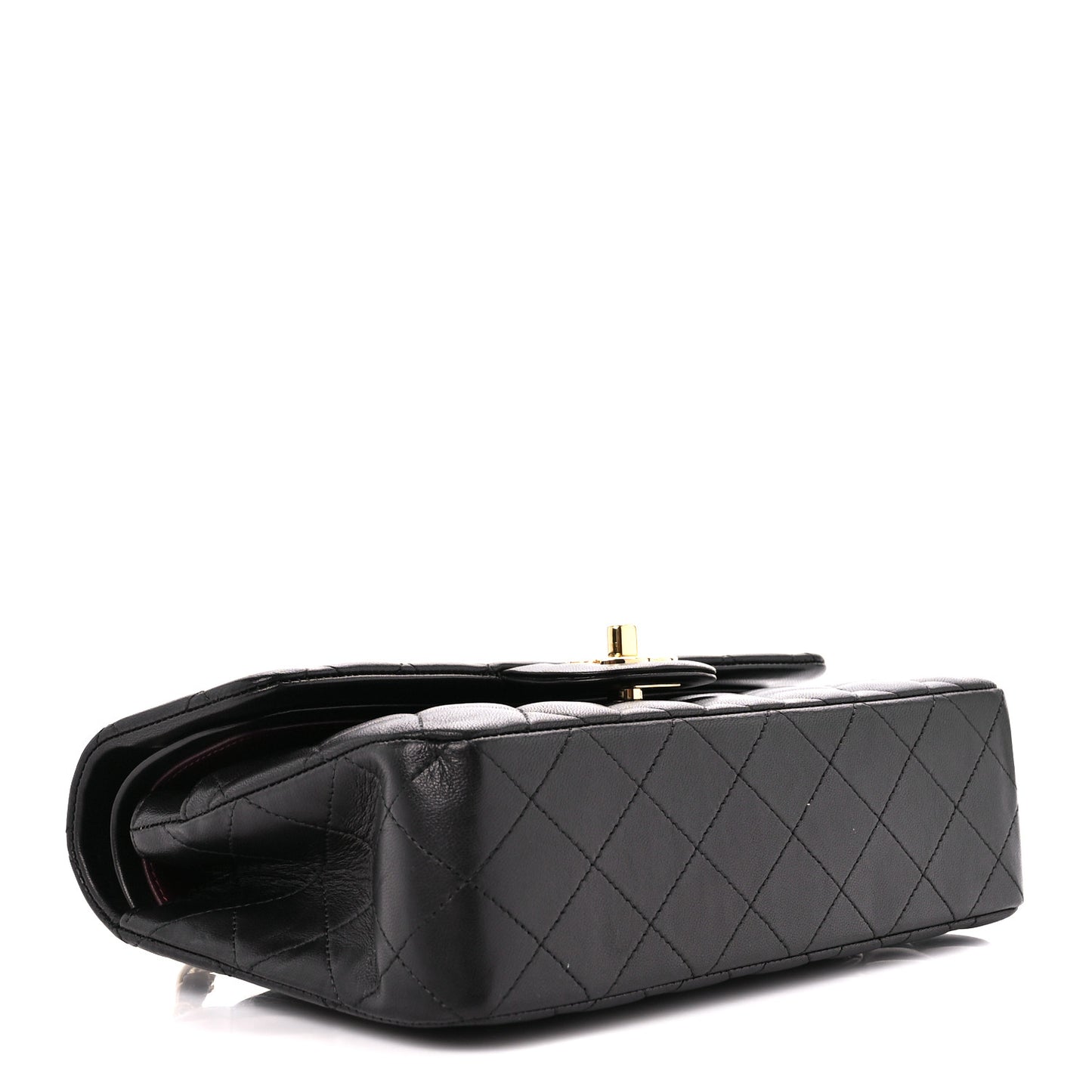 Lambskin Quilted Small Double Flap Black