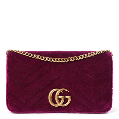 Gucci Velvet Matelasse GG Marmont Mini Bag Fuchsia Violet Cyclamen 1 of 13