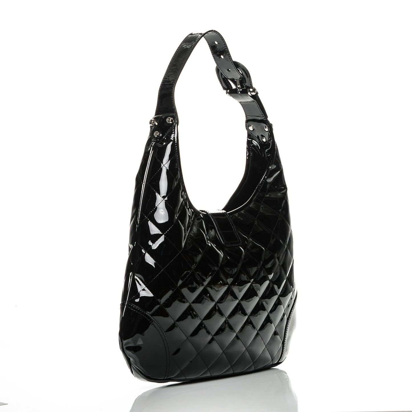 Patent Quilted Brook Hobo Black