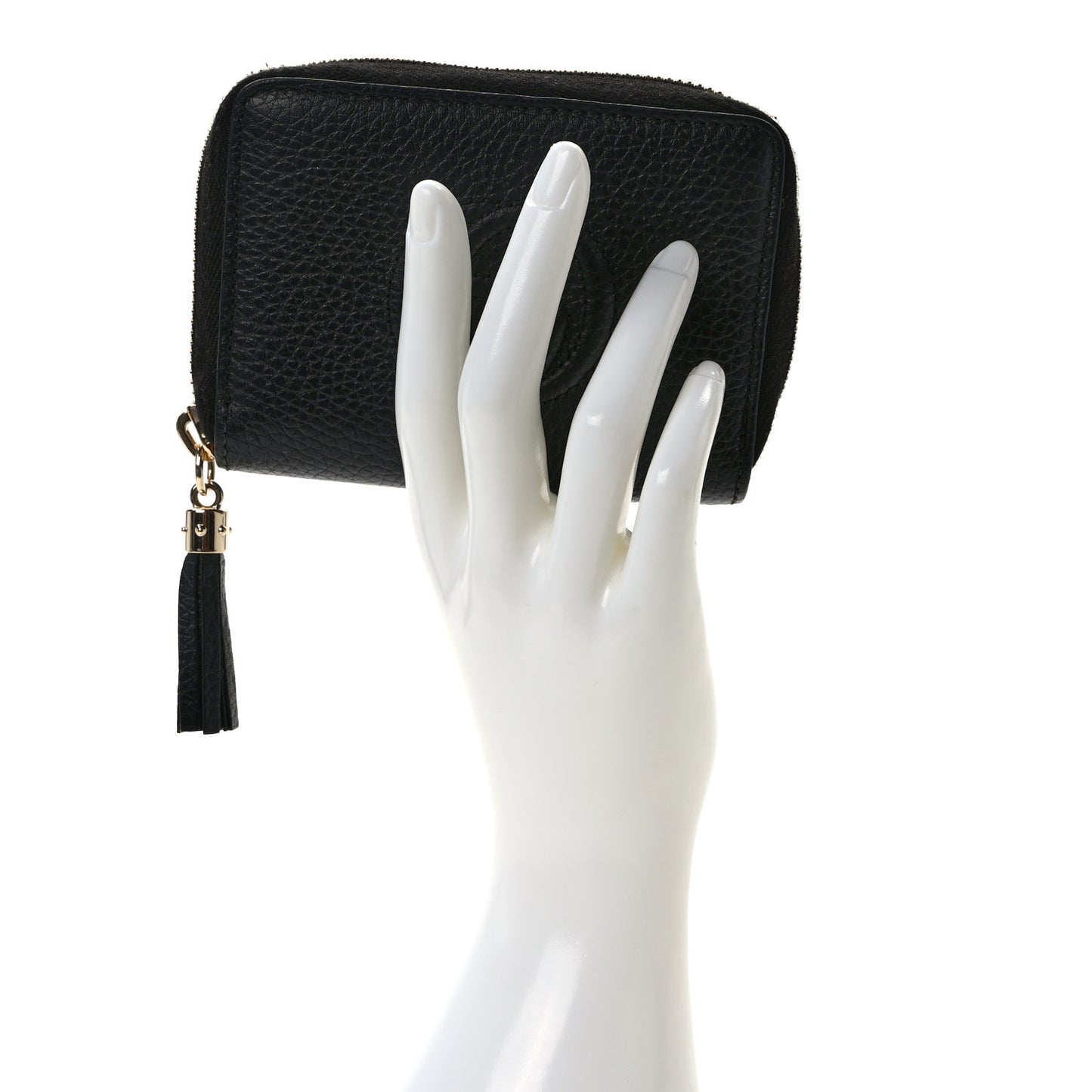 Pebbled Calfskin Soho Compact Disco Zip Around Wallet Black