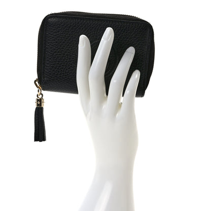 Gucci Pebbled Calfskin Soho Compact Disco Zip Around Wallet Black 2 of 9