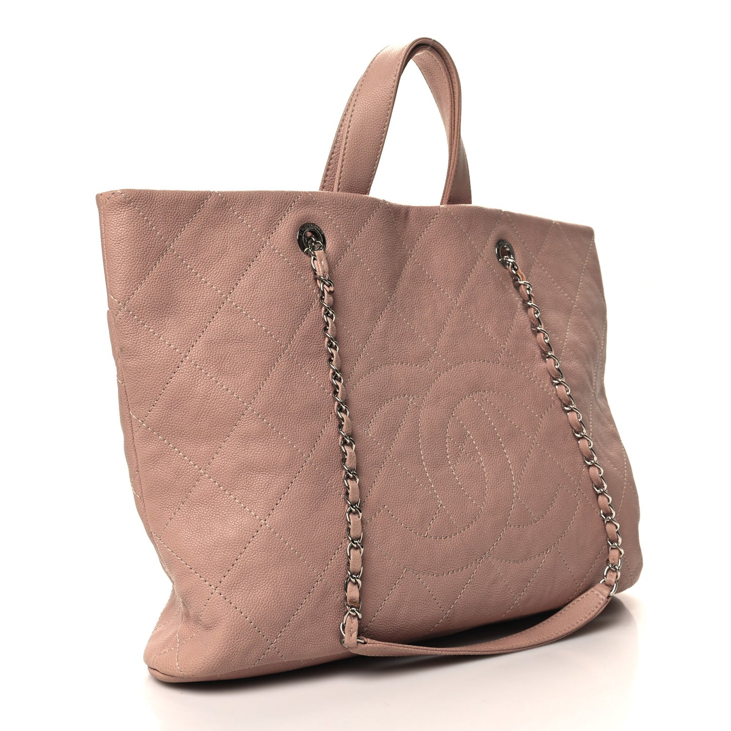 Caviar Quilted Shopping Tote Pink