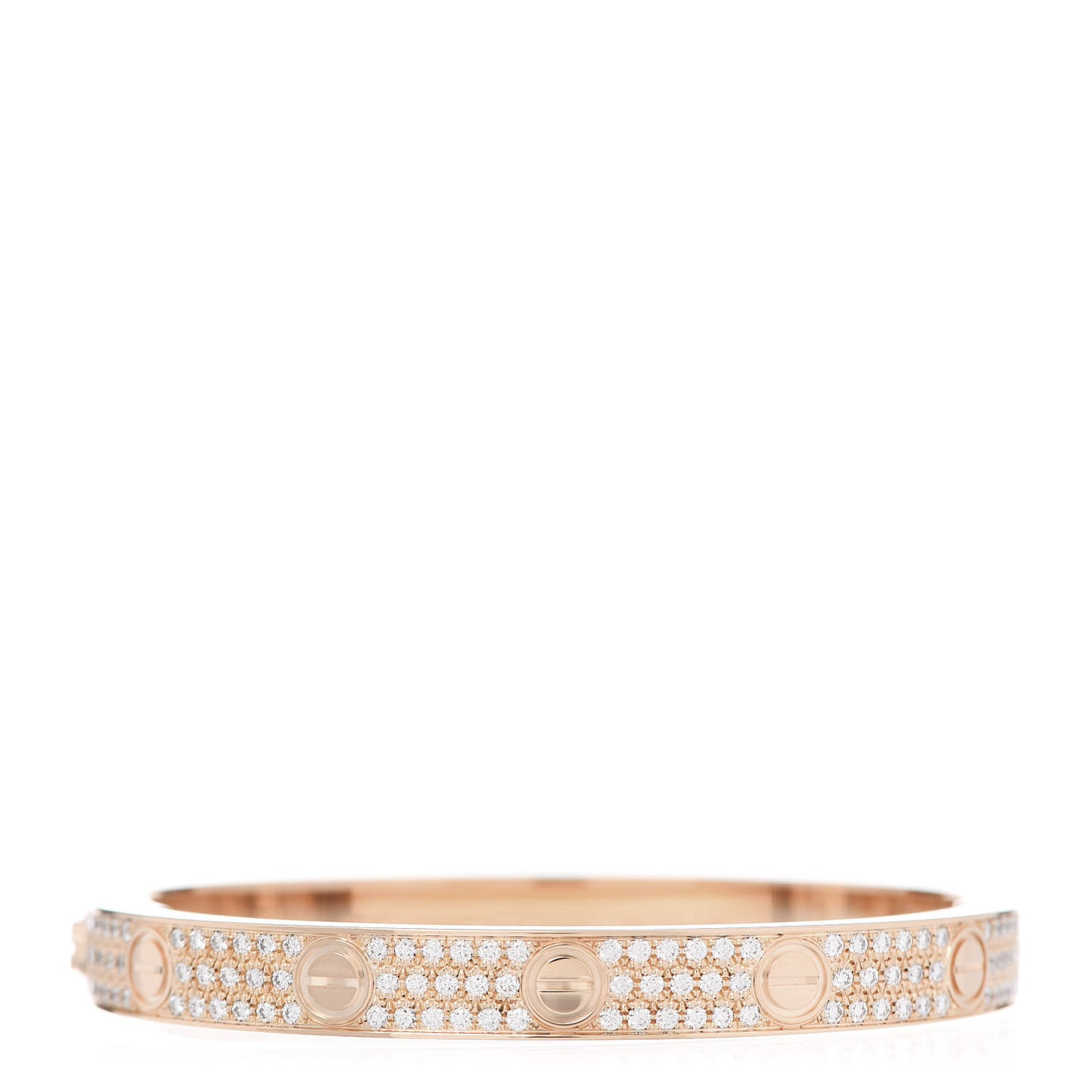 18K Pink Gold Diamond LOVE Paved Bracelet 16