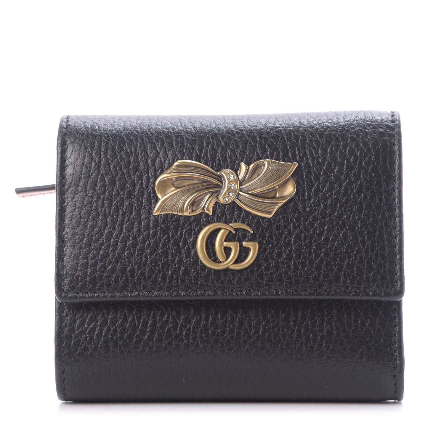 Calfskin GG Marmont Bow Wallet Black