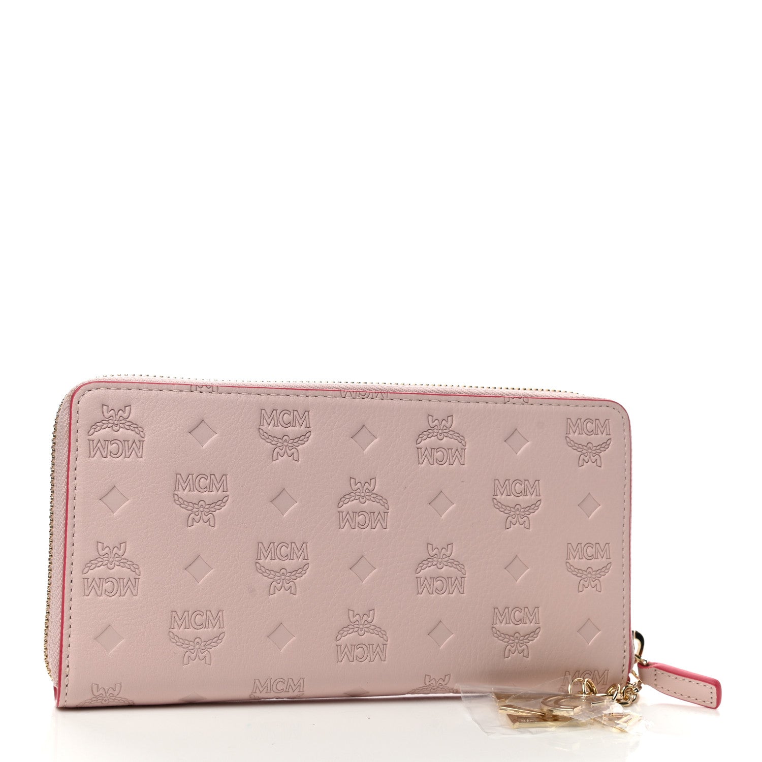 MCM Calfskin Ottomar Large Zip Around Wallet Pink 3 of 8