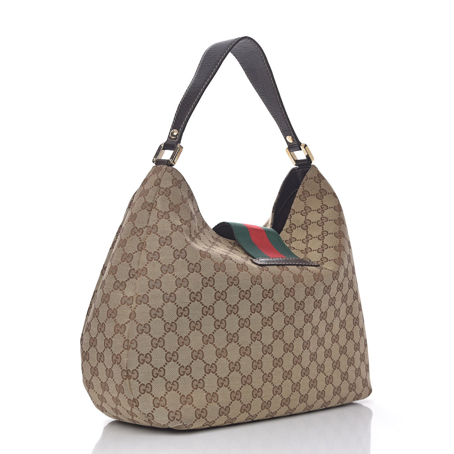Gucci Monogram Large New Ladies Web Hobo Dark Brown 3 of 10