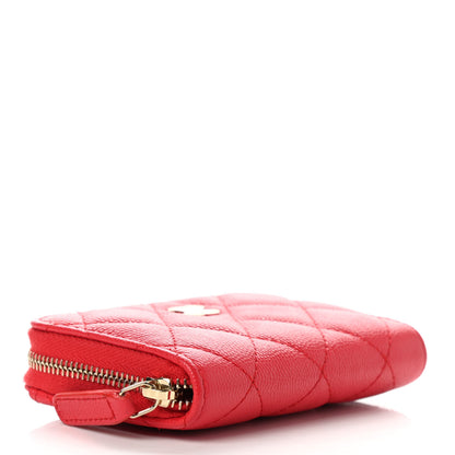 Chanel Caviar Quilted Zip Coin Purse Red 4 of 7